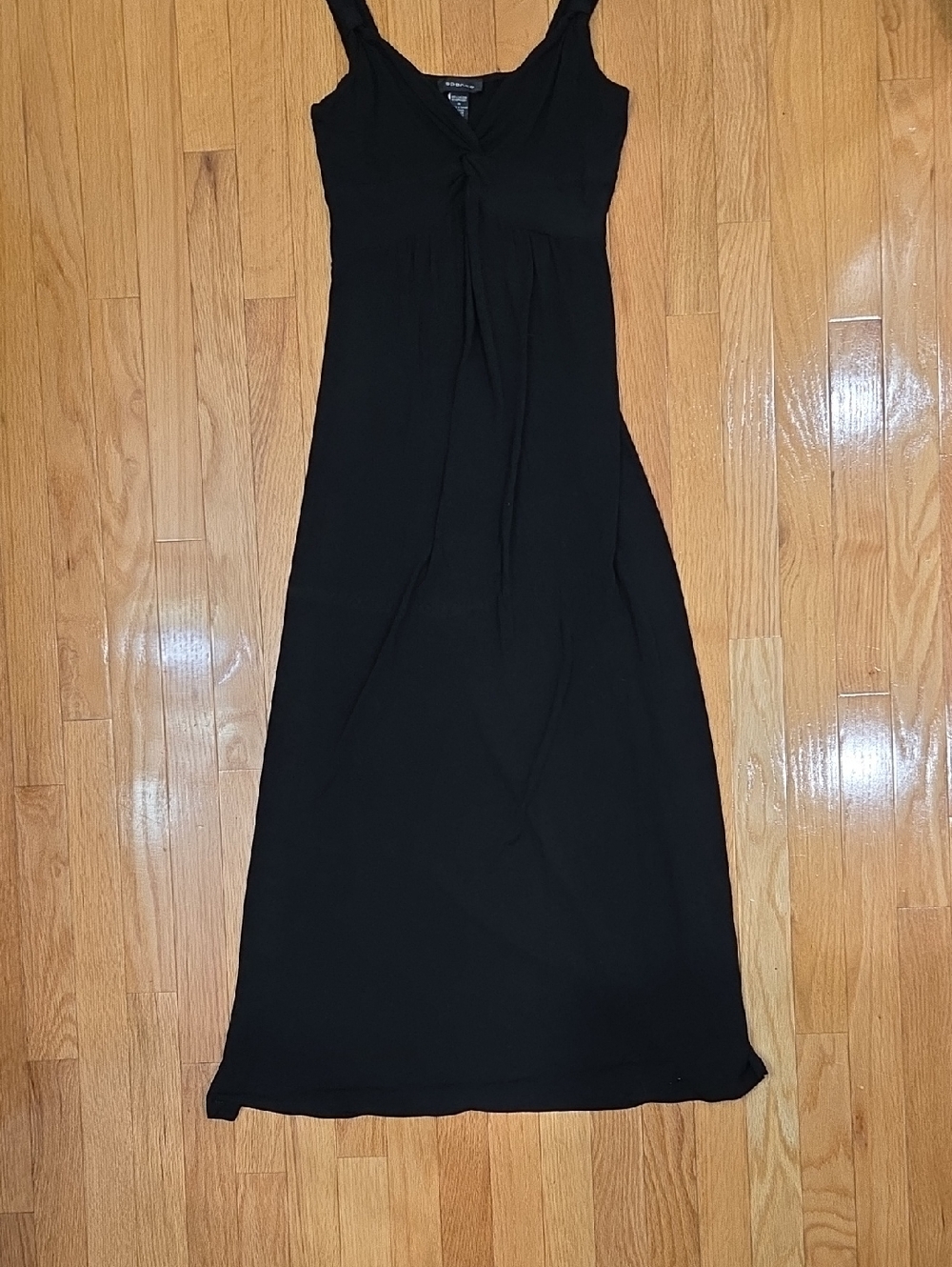 Spense Black Sleeveless Maxi Dress with Twist Front